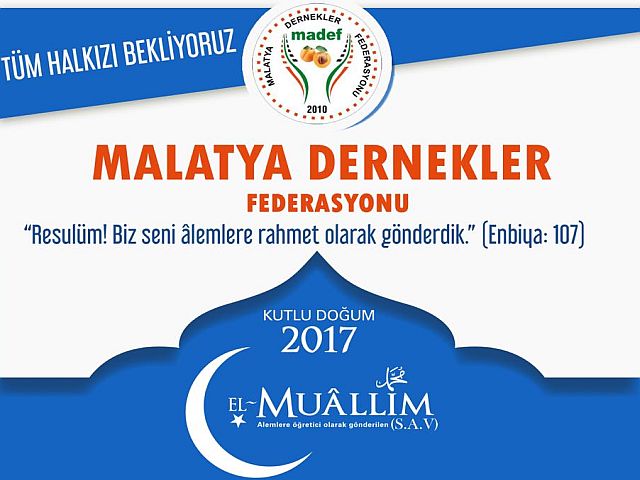 Malatya Dernekler Federasyonu Kutlu Doğum Programı Düzenleyecek