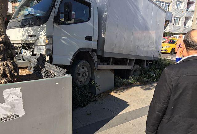 Beton Bariyerleri Aşan Araç Parka Daldı!