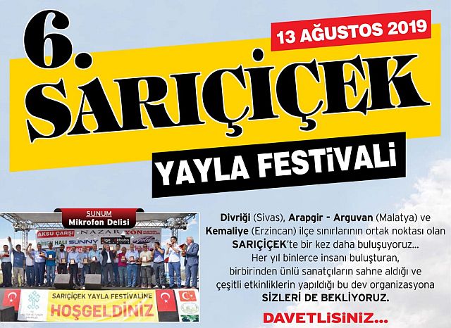 6. Sarıçiçek Yayla festivali 13 Ağustos'da